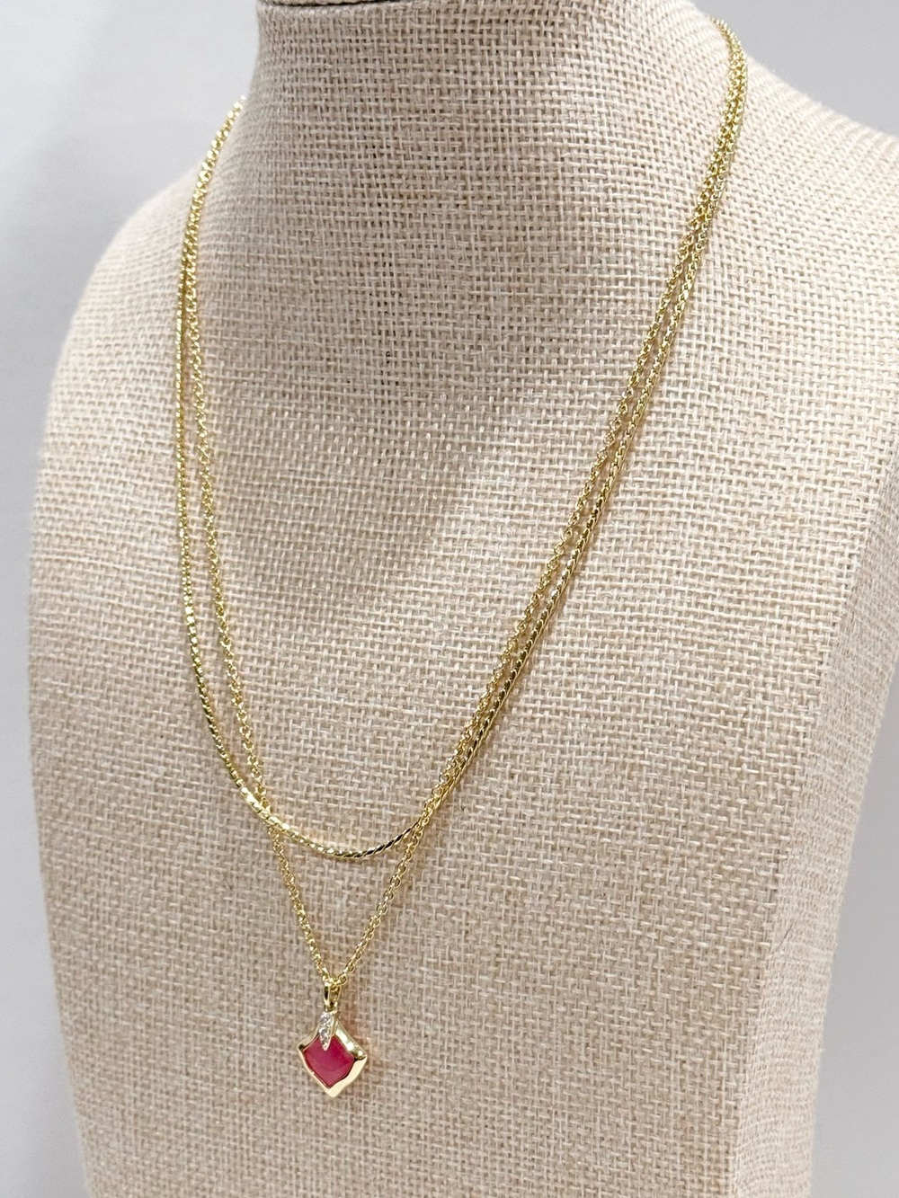 Kendra Scott Joelle Gold-Tone Azalea Pink Multi Strand Necklace